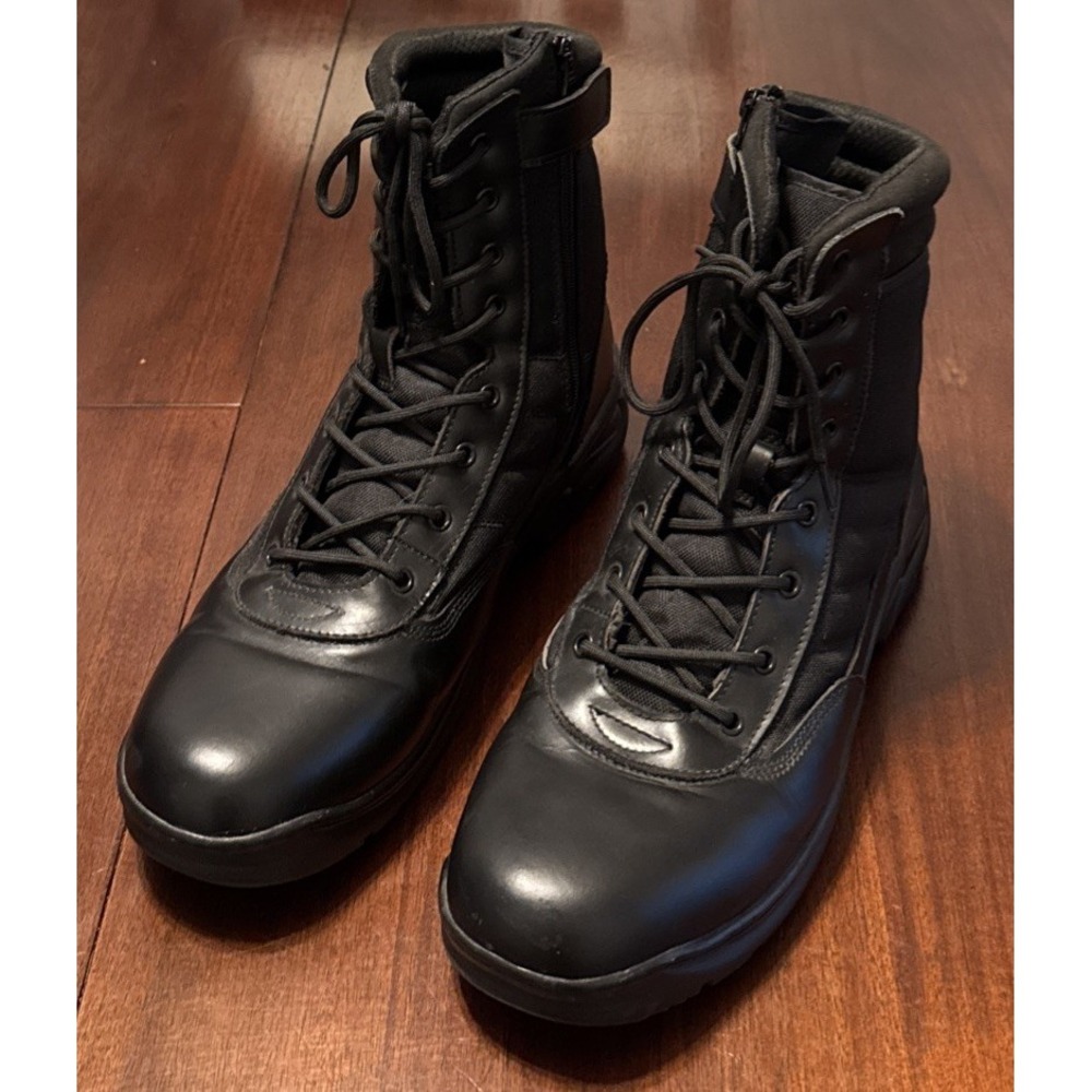 NORTIV 8 Trooper Tactical Boots Mens 15 Black Military Combat Side Zip Work